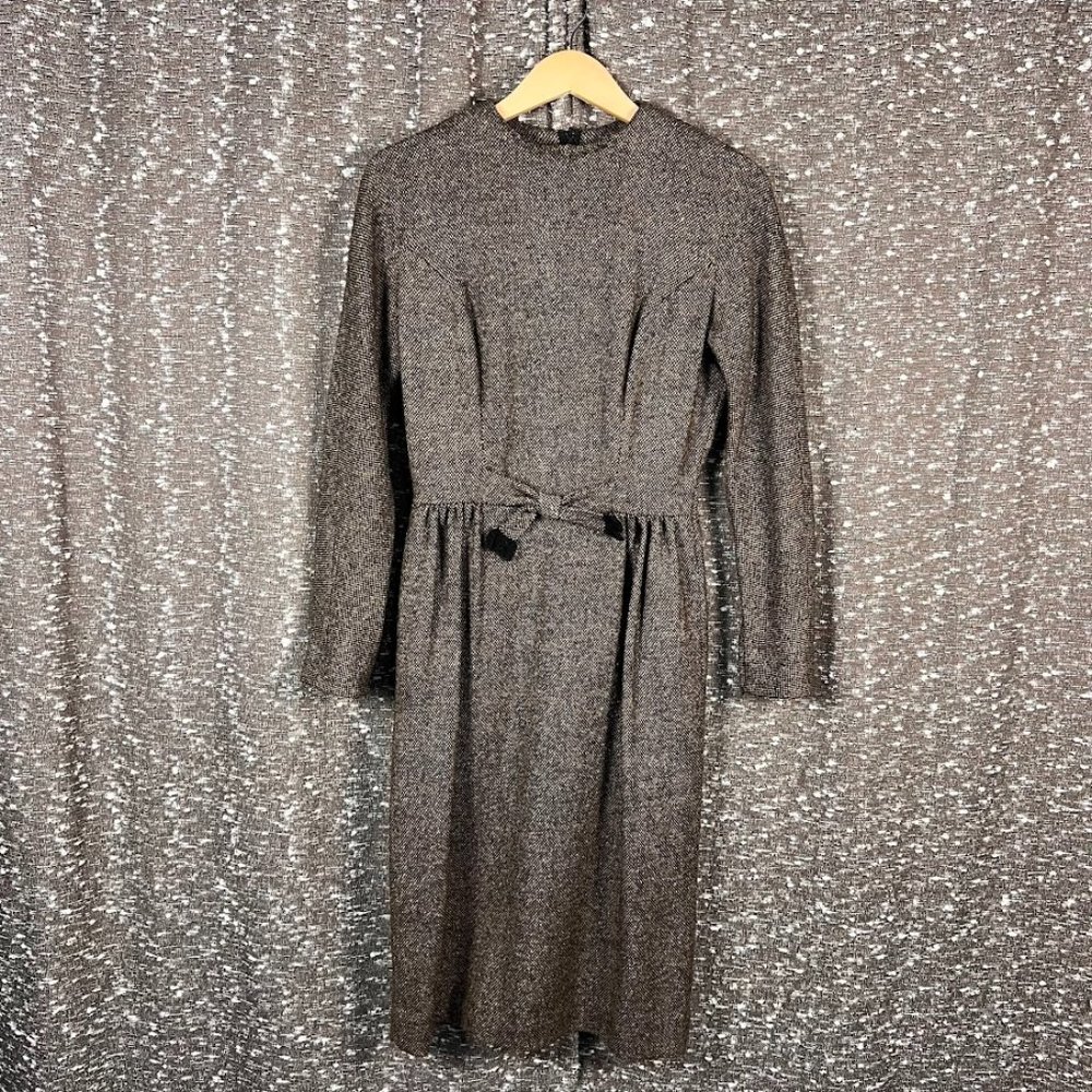 Gay Gibson Long Sleeve High‎ Neck Bowtie Dress